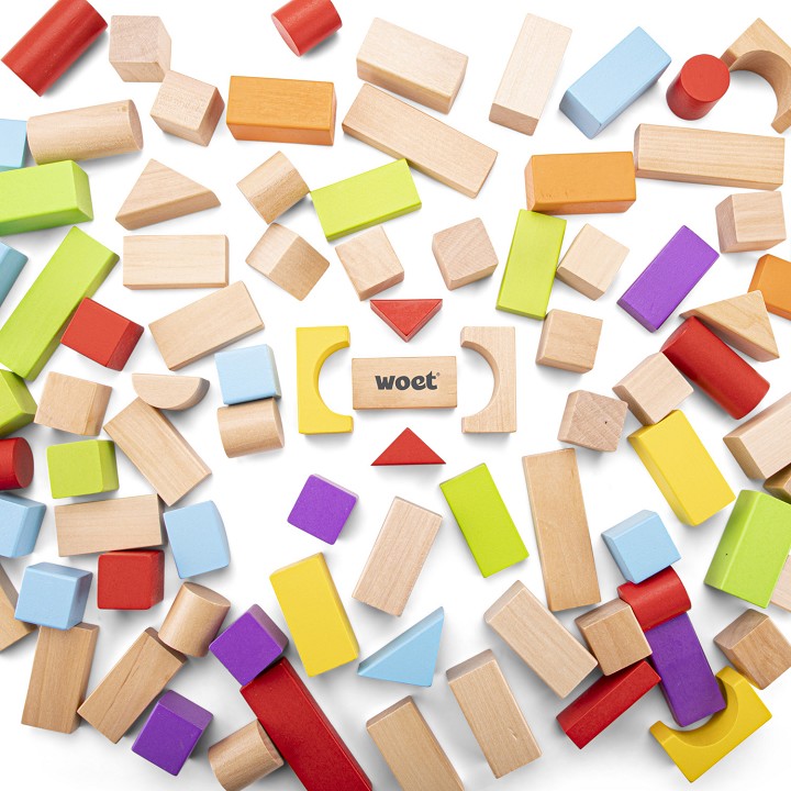 Bouwblokken in ton - 100 stuks - verschillende kleuren